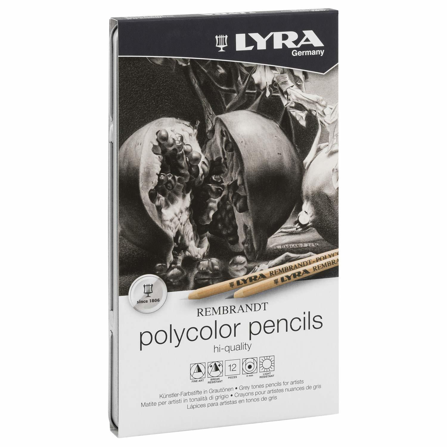 Primary image for Lyra Rembrandt Polycolor Colored Pencils - 12 Grey Professional Colored Pencils 