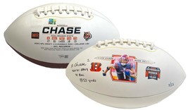 JA&#39;MARR CHASE Autographed &quot;2021 OROY&quot; Stat White Panel Football FANATICS... - £468.04 GBP