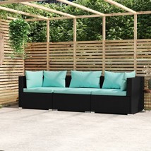  3-seater Sofa Black PE Rattan 3-seater Modular 3-Seater Sofa - $433.49