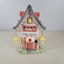 Fire Station Engine Co Tea Light Candle Holder Village Building Ceramic  - £14.35 GBP