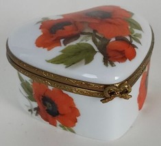 VHF Rare VTG Limoges La Gloriette Porcelain Heart Trinket Box Hinged Floral - £87.71 GBP