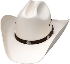 Western Express Men&#39;s Classic Cattleman White Straw Cowboy Hat Elastic Closure - £70.81 GBP