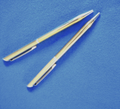 QUILL BALLPOINT PENS (2) ,  GOLDTONE WITH CHROME TRIM - $18.95