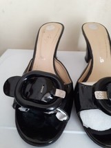 Ladies Black Casual Mid High Block Heel Slip On Slippers Sz 7 - £2.85 GBP