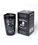 Alchemy Gothic MRDWM3 Purrfect Brew Double Walled Mug Cat Travel Black C... - $24.99