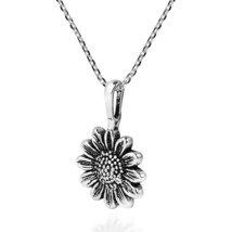 Enchanting Sunflower .925 Sterling Silver Pendant Necklace for Women Girls 18in. - £62.18 GBP