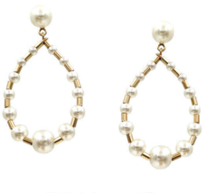 Multi Pearl Teardrop Dangle Earrings Gold - $14.19