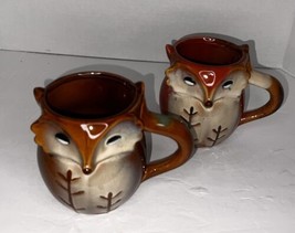 2  Fox Mugs 3D One Red One Rust -Tail Handle 5&quot; high 20 oz. Gibson GUC - £15.78 GBP