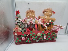 Gingerbread boy/girl  Christmas tree embellished basket OOAK - €14,60 EUR