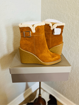 FRANCO SARTO Ulayna Water Resistant Suede Fleece Wedge Bootie, Brown, 11... - $89.00