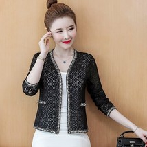 Women Plus Size Thin Blazers Lace Crochet Patchwork Coat Elegant Office Lady Jac - £78.85 GBP