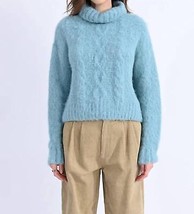 Molly Bracken turtleneck cable knitted sweater in Ice Blue - size M - £32.04 GBP