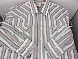 Ely Cattleman Vintage Mens (Xl) Pearl Snap MULTI-COLOR Striped L/S Western Shirt - £25.45 GBP