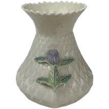 Belleek Ireland Applied Floral Thistle Top Vase Vintage Green Mark 5&quot; Irish - $23.17