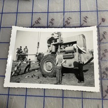 Vintage Photograph Cummins Tractor Crane Machinery Equipment Men Working... - $6.29
