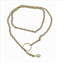 White large Baroque Fresh Water Pearl on 36 inch Tarnished Chain USA - £15.63 GBP