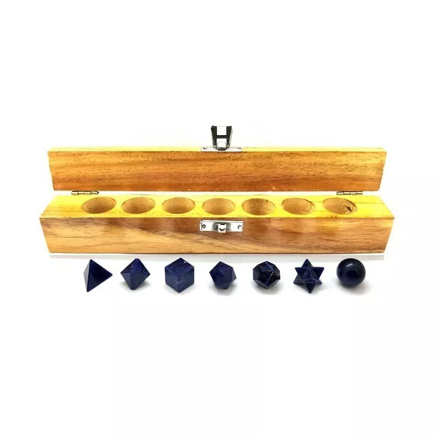 Sodalite Geometry Set, Metaphysical Gift, Sacred Geometric Shape, Reiki,... - $26.50
