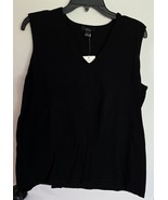 NWT Womens Plus 1 Emme Black Knit V-Neck Sleeveless Sweater - €16,28 EUR