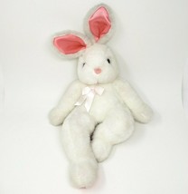 Vintage Dan Dee White &amp; Satin Pink Bunny Rabbit Stuffed Animal Plush Toy Lovey - $37.05