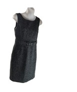 Banana Republic Tweed Belted Sheath Dress Sz 4 Black White Sleeveless - £22.57 GBP