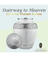 Funeral Urn for Adult Ashes | White Cremation Urn w/ Velvet Storage Bag - $77.61