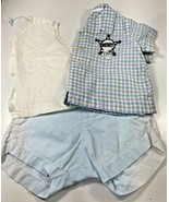 Nannette Baby Boy Shirt Bubble Shorts Outfit White Blue Tattersall Vinta... - $320.19 MXN