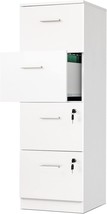 White Yitahome 4-Drawer File Cabinet With Lock, 15.86&quot; Deep Vertical Filing - £92.64 GBP