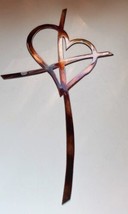 Crossed Heart Cross Metal Wall Art Décor 15&quot; tall x 8&quot; wide - £20.15 GBP