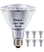 Vinaco PAR30 Short Neck 75W, 6 Pack High Output PAR30 Halogen Flood Ligh... - $39.99