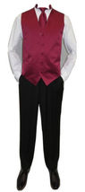 Mens Q Brand Formal Vest Tie Hankie after Six 10 Assorted Satin Burgundy new image 2
