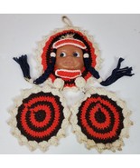 Vintage 1970s Handmade Crochet Pot Holders w/ Indian Child 15 Inch Top T... - €12,15 EUR