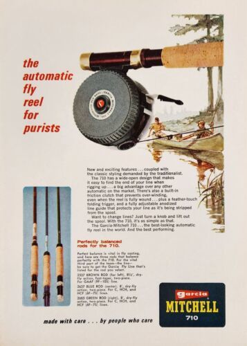 Primary image for 1968 Print Ad Garcia Mitchell Automatic Fly Fishing Reels & Delta Fly Reels