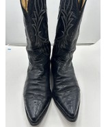 Cuadra Black Ostrich Embossed Leather Western Cowboy Boots Men&#39;s Size 9 - $162.46 CAD