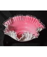 Vintage FENTON 10&quot; Round Bowl PEACH CREST #7224-PC Double Crimped 1940-1969 - $54.85 CAD