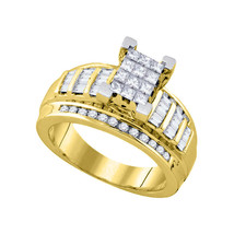 10kt Yellow Gold Princess Diamond Cluster Bridal Wedding Engagement Ring Size 5 - £599.51 GBP
