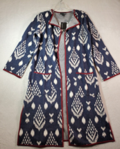 Antthony Cardigan Womens XS Navy Multi Polyester Long Sleeve Pockets Ope... - $23.55