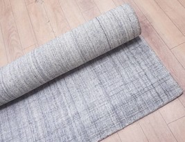 Handtufted Smoke Grey 100% Wool Soft Feel Modern 5x8ft Living Room Handloom Rug - £392.28 GBP