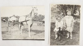 Antique RPPC Real Photo Postcards Lot of 2 Horse &amp; Buggy Children on Toy Trike - £3.94 GBP