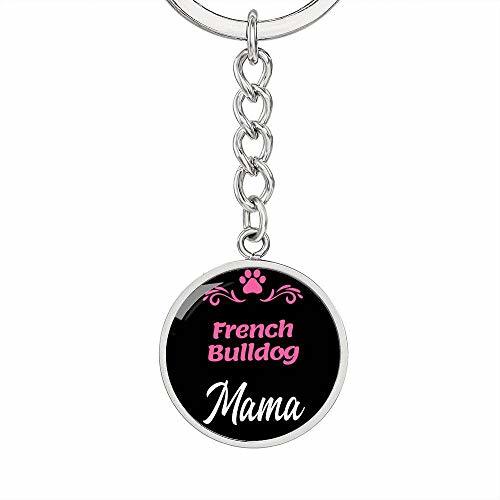 Dog Mom Keyring French Bulldog Mama Circle Keychain Stainless Steel Or 18k Gold