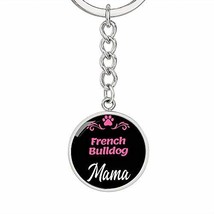 Dog Mom Keyring French Bulldog Mama Circle Keychain Stainless Steel Or 18k Gold - £38.89 GBP