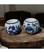 Bombay Votive Tea Light Candle Holders Blue &amp; White Porcelain Set 2 Chin... - $312.25 MXN