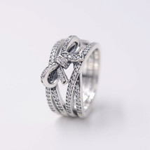 925 Sterling Silver Delicate Sentiments Ring &amp; Clear Zirconia For Women  - £21.55 GBP
