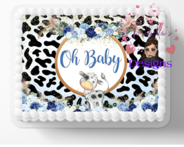Oh Baby Baby Cow Edible Image Edible Baby Shower Cake Topper Sticker DIY... - €12,54 EUR+