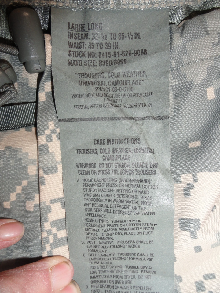 USGI GEN II LEVEL 6 ECWCS ACU UCP COLD WET WEATHER GORE-TEX PANTS LARGE LONG Item image 5