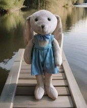 Miniso Boy Bow Tie Mr Rabbit Kids Plush Toy 17” Grey Blue Kawaii Japan Bnwt - $49.50