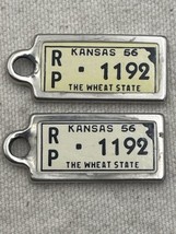 DAV Kansas 1956 License Plate Tag Keychain Disabled Veterans Lot Of 2 - £22.65 GBP