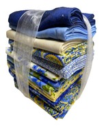 Quilting Fabric Blue &amp; Yellow Prints 12 Fat Quarter Bundle NEW - $441.64 MXN