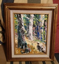 043 Original Artist Work Kathleen Keenan Into The Woods Oil 12x14.5 Art Painting - £318.20 GBP