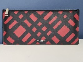 Coach Red Black Long Zipper Wallet Clutch 9.5&quot; inches long - £14.79 GBP