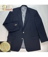 Petrocelli Mens 44R Blazer Navy Blue 2 Button Sport Coat Gold Silver But... - $97.93